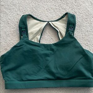 Senita Athletics Dark Green Nursing Sports Bra with Clip Straps